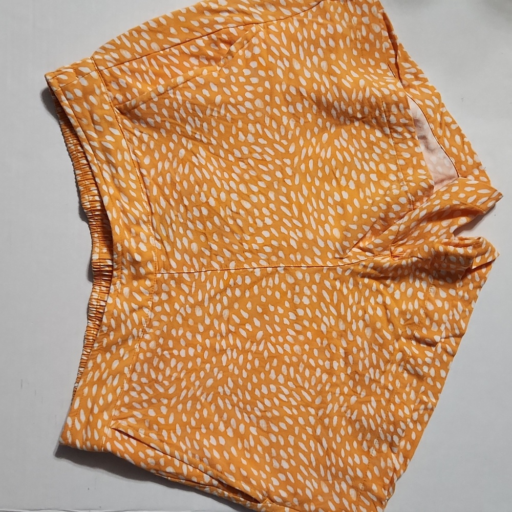Old Navy Rayon Yellow and White Dot Shorts - Medium